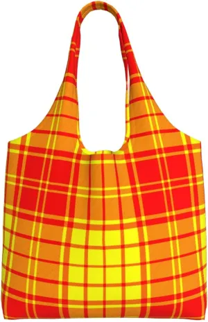 Canvas Shoulder Tote Bags For Women And Men, Reusable Grocery Bags, Large Capacity Clelland Modern Tartan Printed