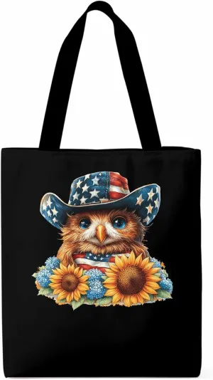 Canvas Tote Bag Cute Chicken Sunflower Reusable Grocery Shopping Bags with Handle, USA Flag Large Canvas