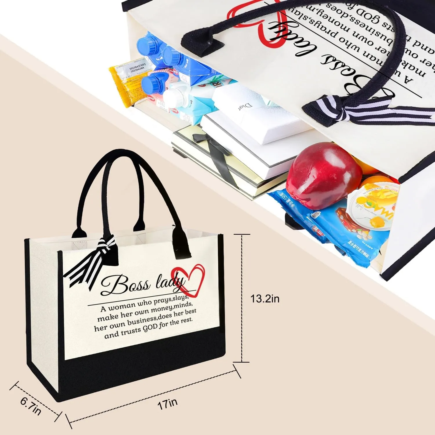 Canvas Tote Bag for Mom Nurse Teacher Boss Lady Dog Mom Christmas Birthday Gifts for Women Lady for Shopping