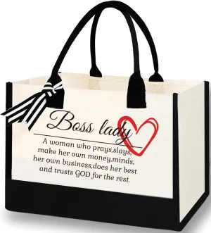 Canvas Tote Bag for Mom Nurse Teacher Boss Lady Dog Mom Christmas Birthday Gifts for Women Lady for Shopping