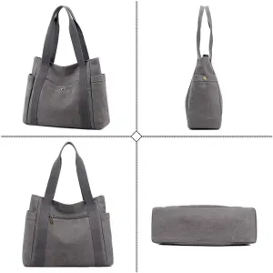 Canvas Tote Bag for Women Vintage Shoulder Purse Large Shopping Top Handle Bag Daily Work Handbag