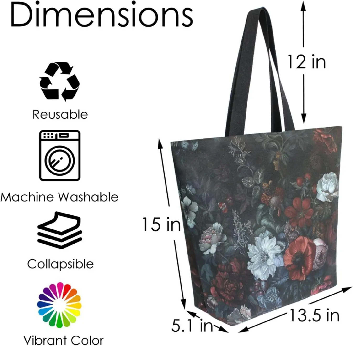 Canvas Tote Bag for Women with Zipper Pocket Reusable Grocery Shopping Bags Large Travel Shoulder Bag Handbag Bags