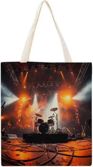 Canvas Tote Bag, Rock Concert Stage Print Canvas Shoulder Bag Trendy Tote Bag All-purpose Tote Bag Reusable Market Bag