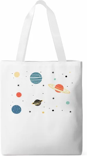 Canvas Tote Bag Universe Planet Reusable Grocery Shopping Bags with Handle, Stars Space Large Canvas