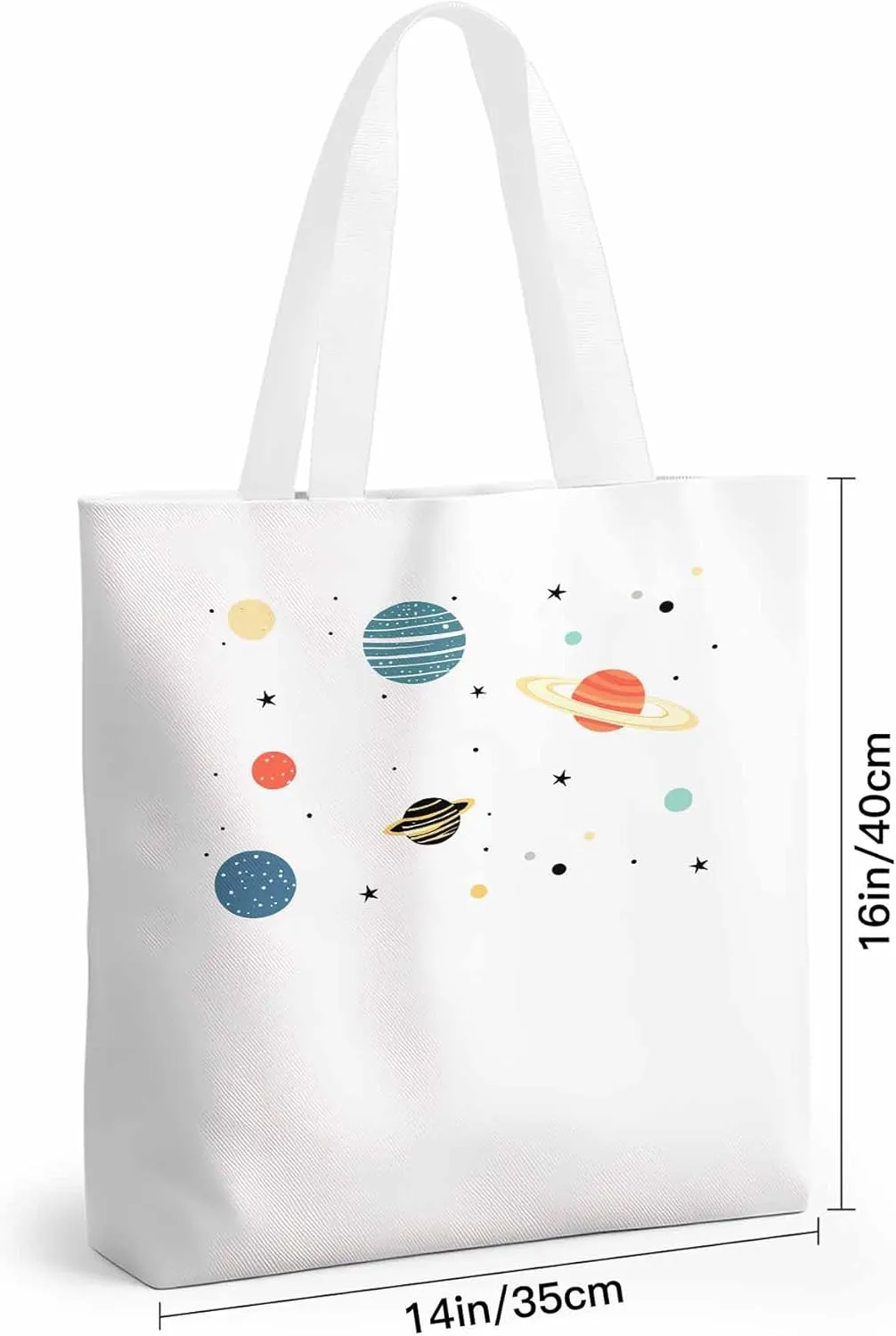 Canvas Tote Bag Universe Planet Reusable Grocery Shopping Bags with Handle, Stars Space Large Canvas