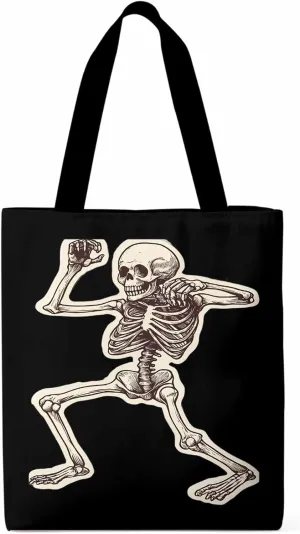 Canvas Tote Bag, Vintage Skeleton Print patterned Canvas Tote Handbags for Women Shoulder Bag,