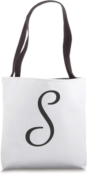 Capital S Fancy Letter Accent Living Room Shopping Bag Purse Tote Bag