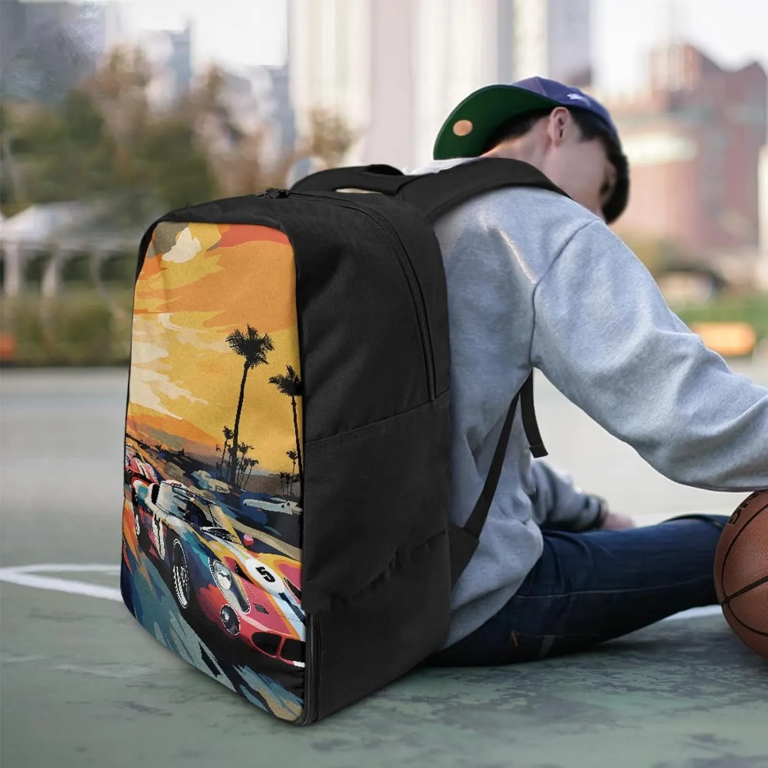 Car Boys Sports Backpack with Ball Compartment,Cool Duffle Bags for 6-14 Years Kids Multifunctional Bookbag for Elementary Children Equipment Bag for Football Soccer