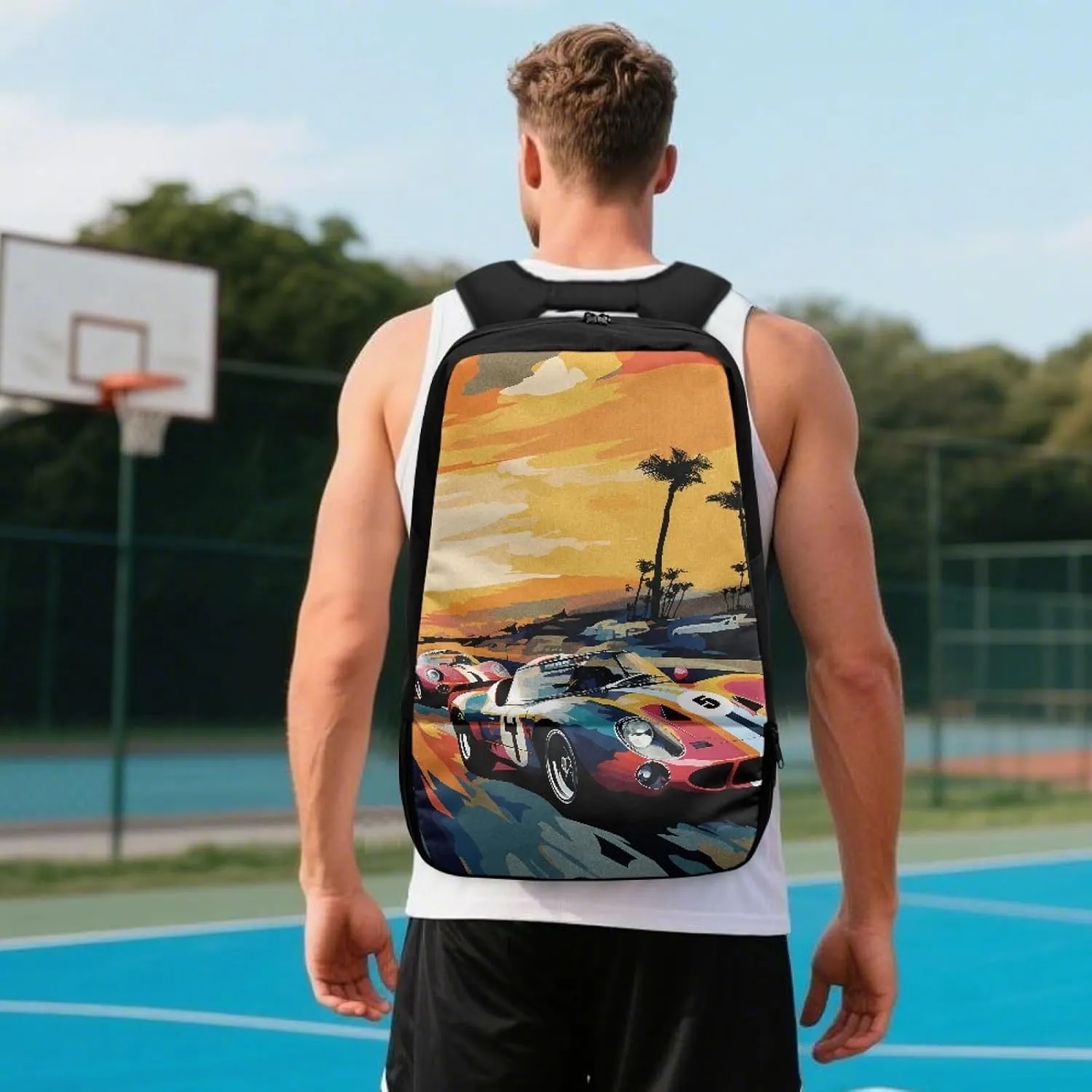 Car Boys Sports Backpack with Ball Compartment,Cool Duffle Bags for 6-14 Years Kids Multifunctional Bookbag for Elementary Children Equipment Bag for Football Soccer
