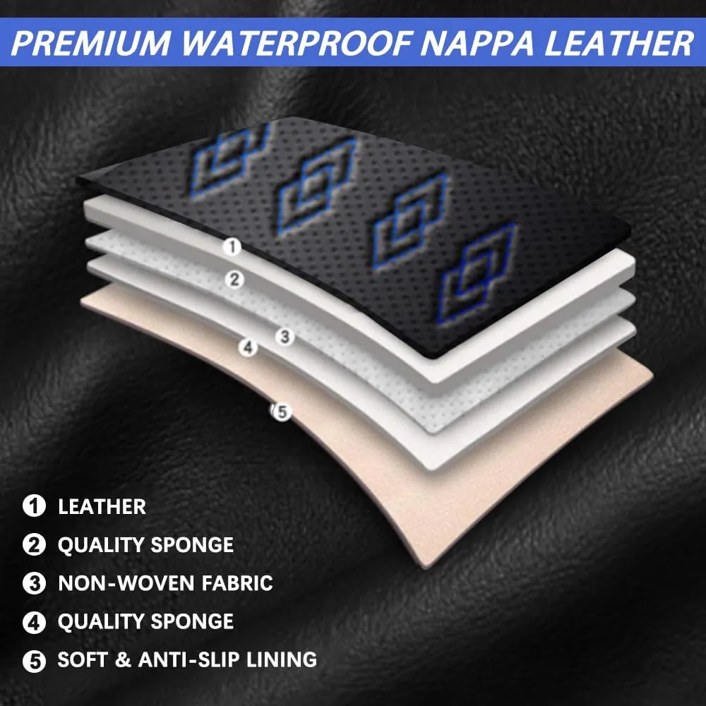 Car Seat Covers for Mercedes-Benz AMG EQE 2023-2024 2025,Waterproof Leather Seat Covers 5-Seats Standard,Interior Accessories with Airbag,Automobile Seat Cover Sets for AMG EQE(Black Blue)