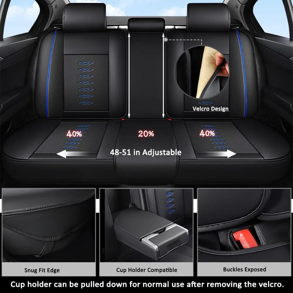 Car Seat Covers for Mercedes-Benz AMG EQE 2023-2024 2025,Waterproof Leather Seat Covers 5-Seats Standard,Interior Accessories with Airbag,Automobile Seat Cover Sets for AMG EQE(Black Blue)