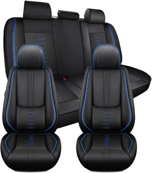 Car Seat Covers for Mercedes-Benz AMG EQE 2023-2024 2025,Waterproof Leather Seat Covers 5-Seats Standard,Interior Accessories with Airbag,Automobile Seat Cover Sets for AMG EQE(Black Blue)