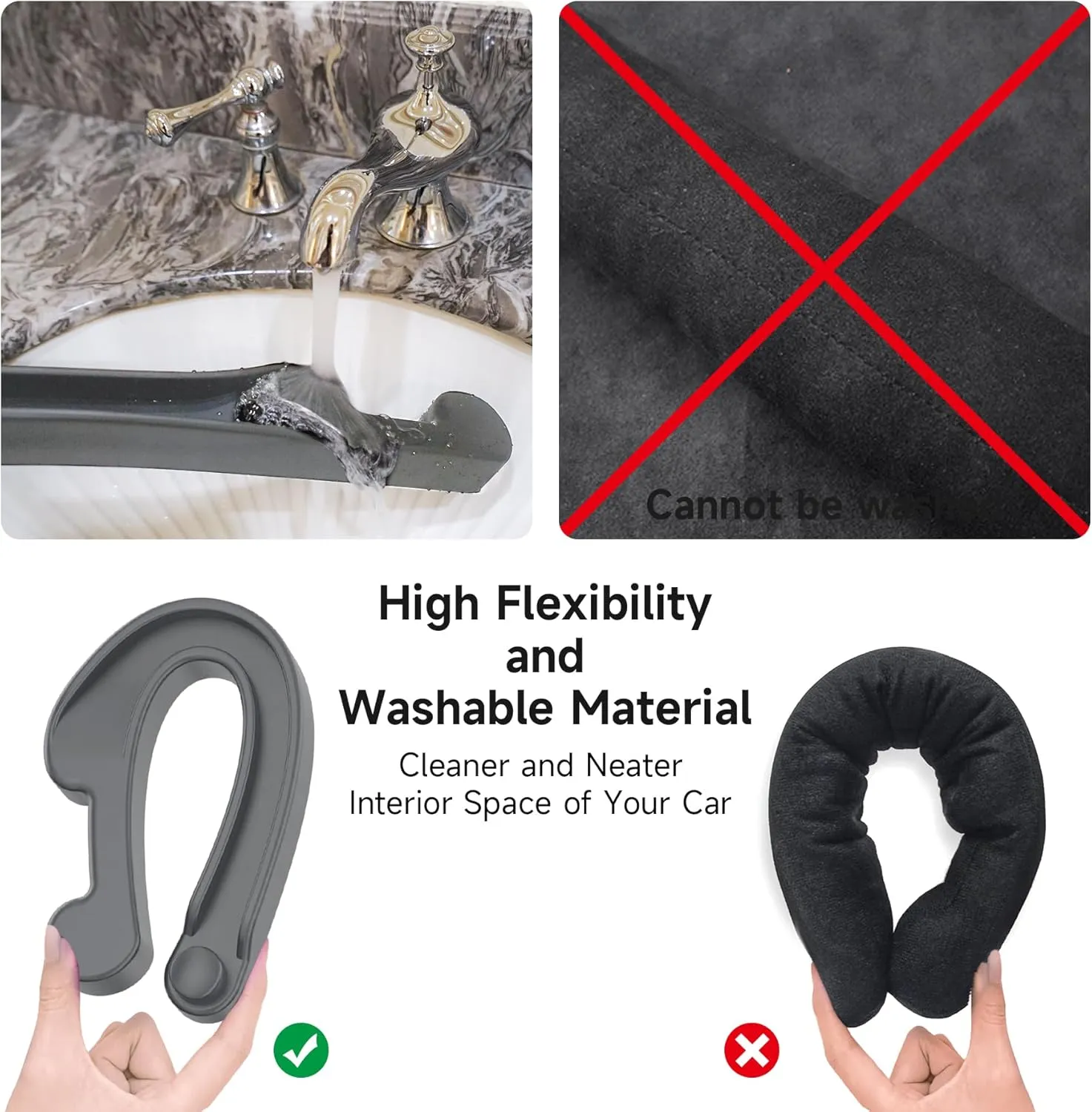 Car Seat Gap Filler Set of 2, Soft Foam Multifunctional Seat Side Gap Filler with Organizer & Hook Function, 3in1 Gap Stopper Universal Fit Car SUV Truck Fill The Gap Between Seat & Console