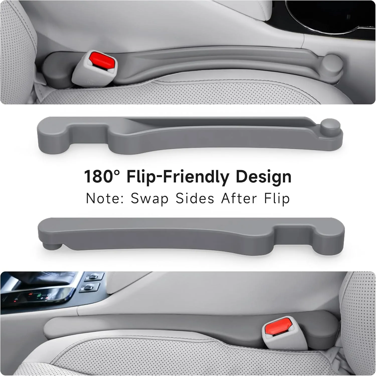 Car Seat Gap Filler Set of 2, Soft Foam Multifunctional Seat Side Gap Filler with Organizer & Hook Function, 3in1 Gap Stopper Universal Fit Car SUV Truck Fill The Gap Between Seat & Console