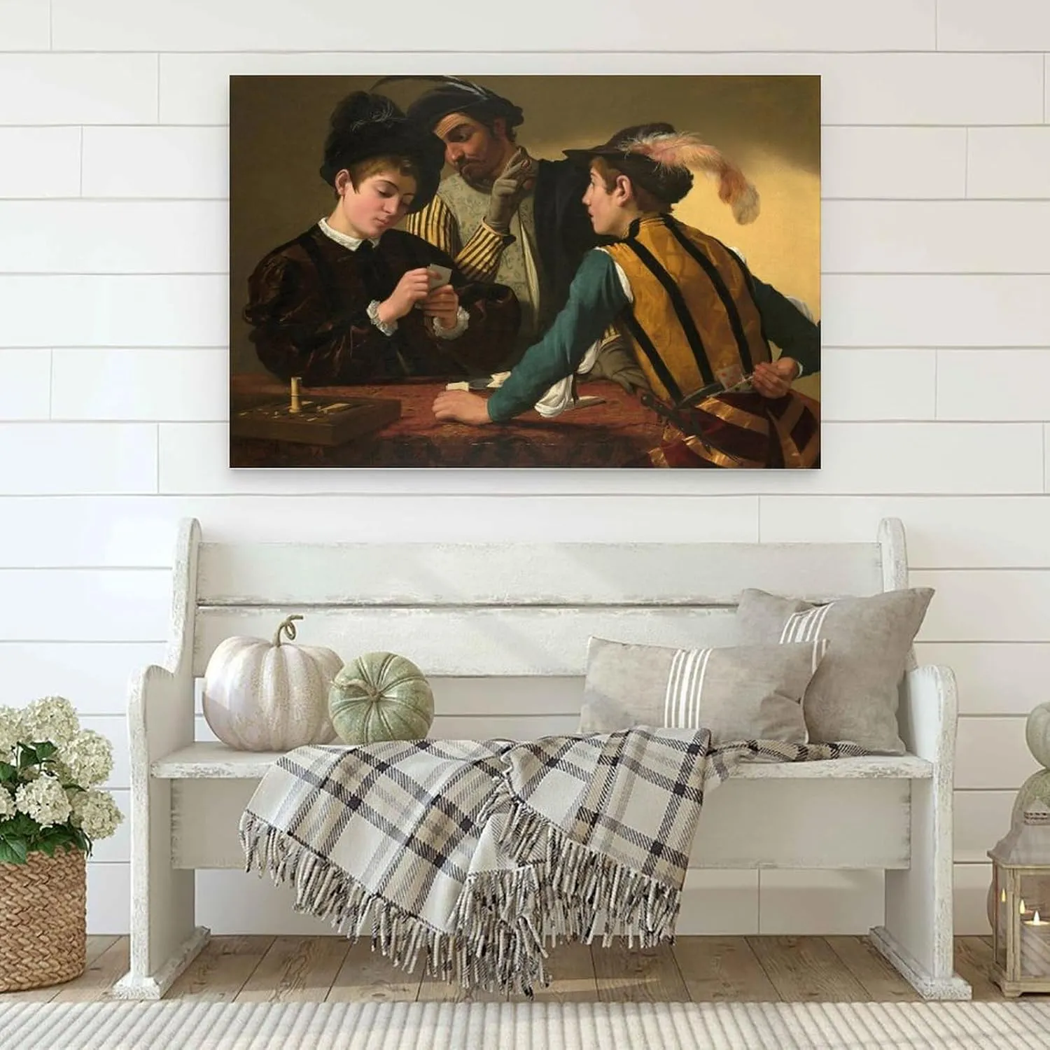 Caravaggioo ArtWork - Cardsharps Print Poster Wall Art Scroll Canvas Painting Picture Living Room Decor Home 20x30inch(50x75cm)