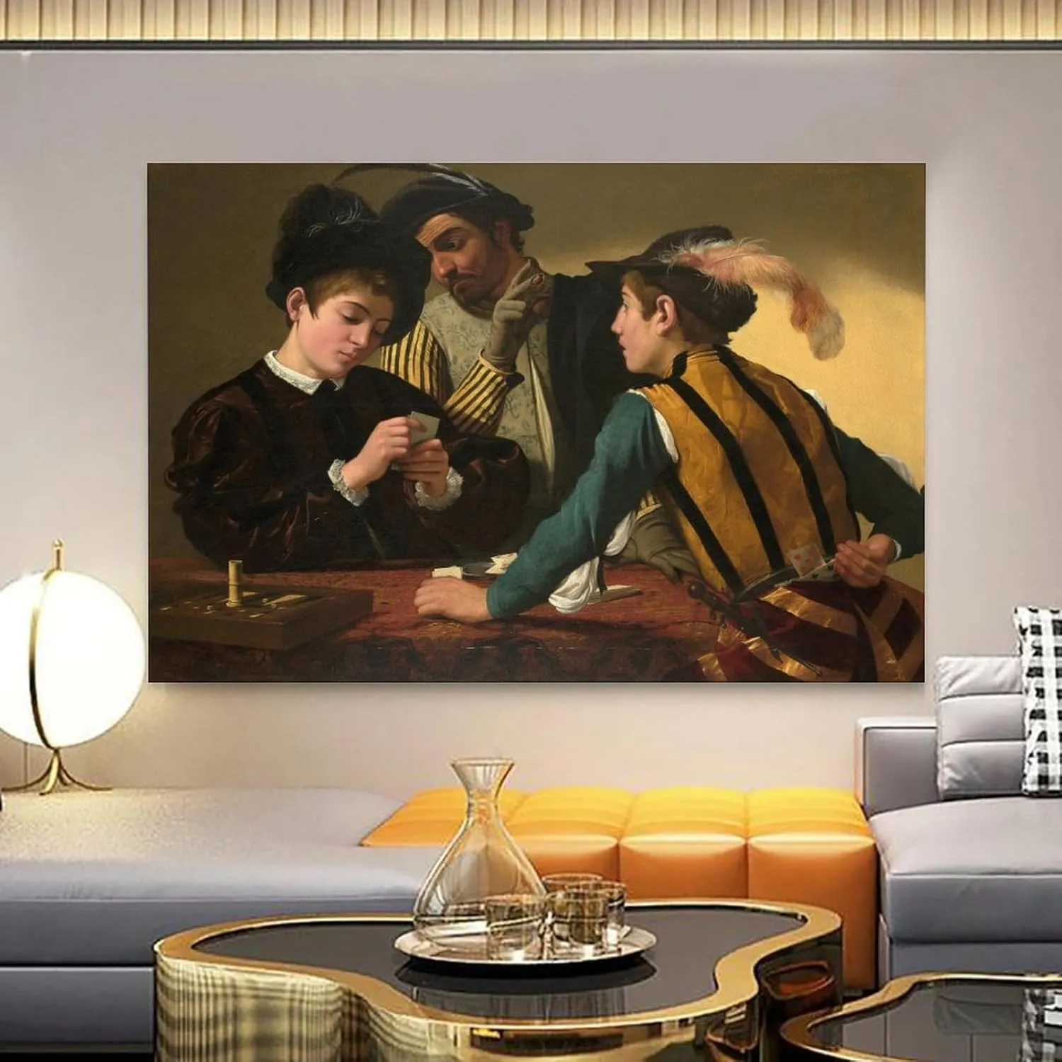 Caravaggioo ArtWork - Cardsharps Print Poster Wall Art Scroll Canvas Painting Picture Living Room Decor Home 20x30inch(50x75cm)