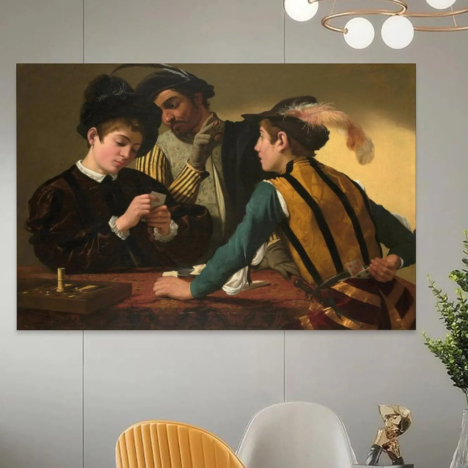 Caravaggioo ArtWork - Cardsharps Print Poster Wall Art Scroll Canvas Painting Picture Living Room Decor Home 20x30inch(50x75cm)
