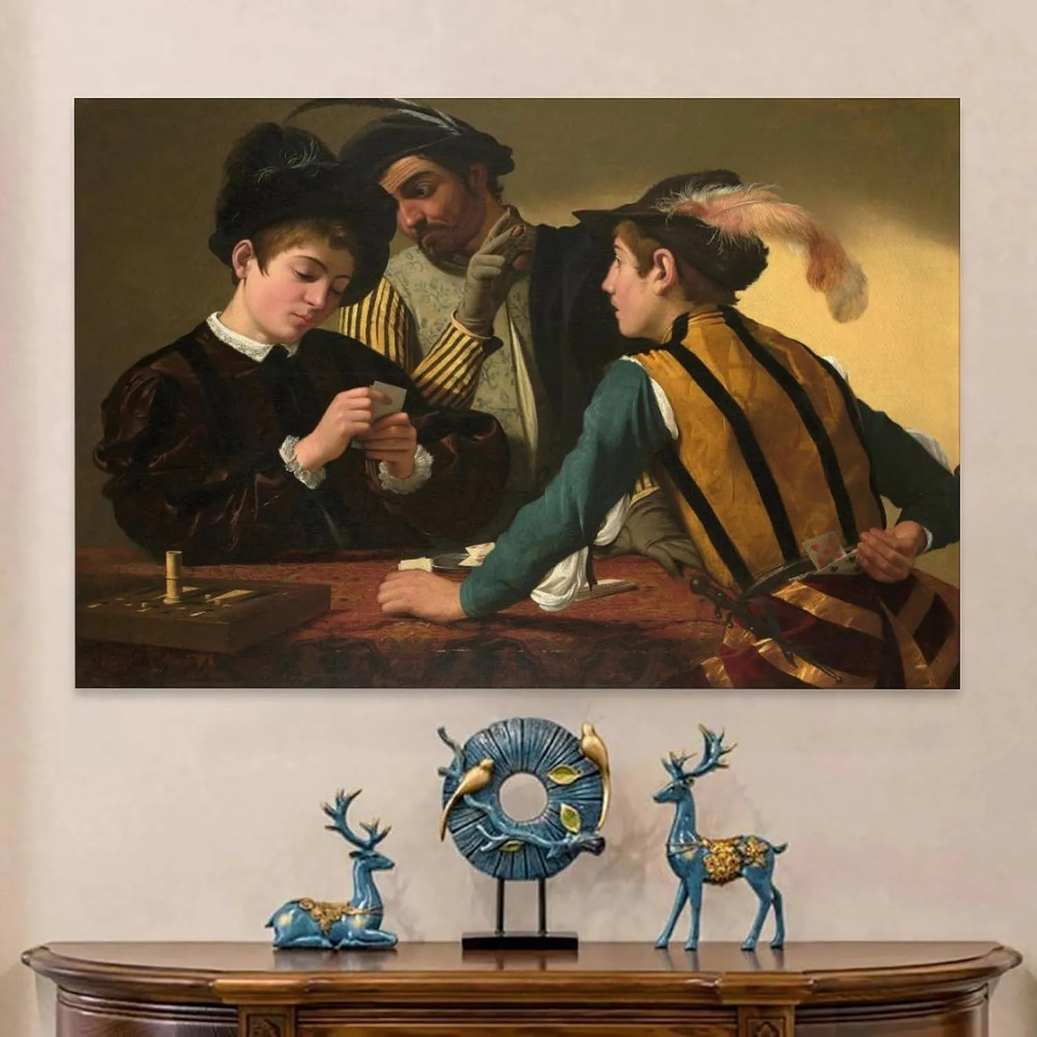 Caravaggioo ArtWork - Cardsharps Print Poster Wall Art Scroll Canvas Painting Picture Living Room Decor Home 20x30inch(50x75cm)