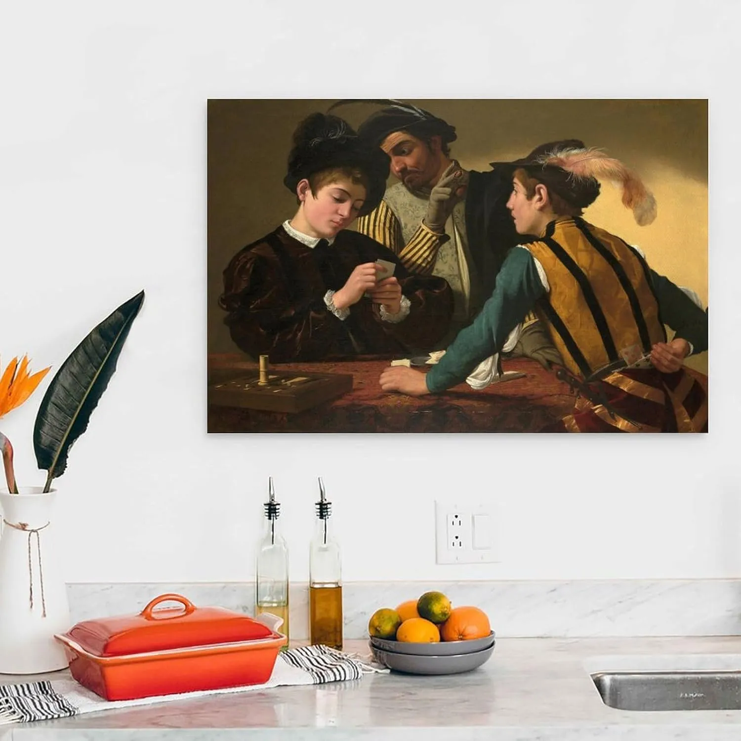 Caravaggioo ArtWork - Cardsharps Print Poster Wall Art Scroll Canvas Painting Picture Living Room Decor Home 20x30inch(50x75cm)