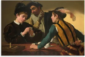 Caravaggioo ArtWork - Cardsharps Print Poster Wall Art Scroll Canvas Painting Picture Living Room Decor Home 20x30inch(50x75cm)