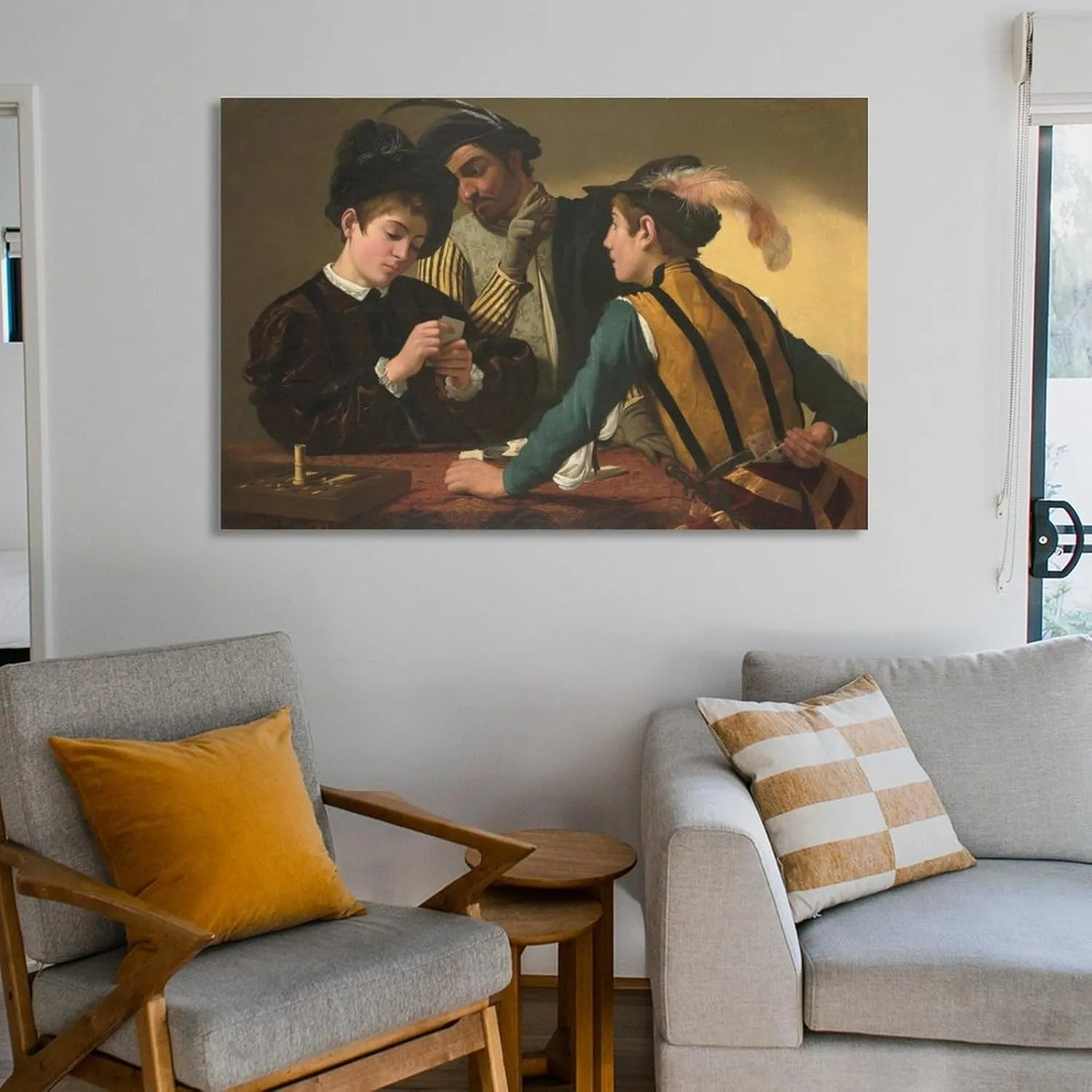 Cardsharps by Caravaggio Print Photo Art Painting Canvas Poster Home Decorative Bedroom Modern Decor Posters Gifts 12x18inch(30x45cm)