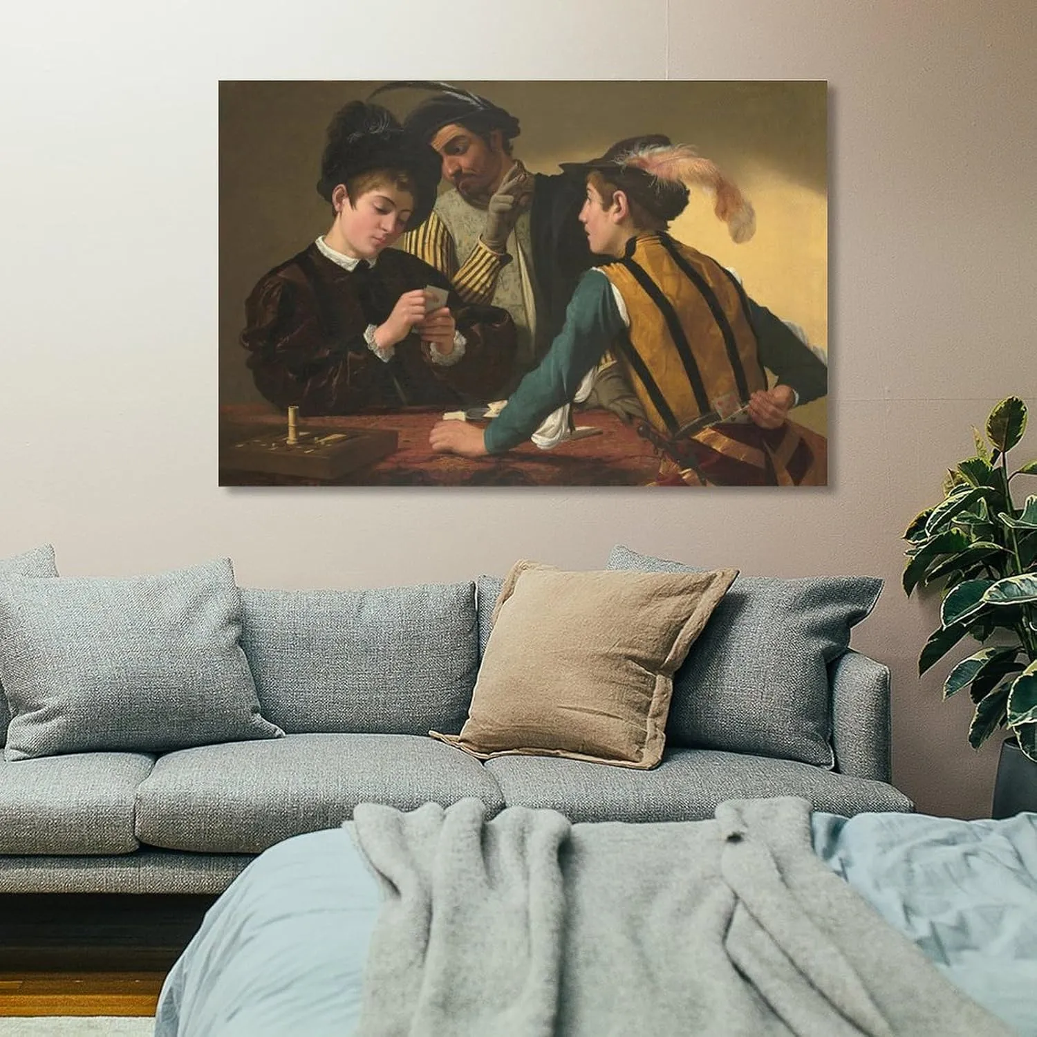 Cardsharps by Caravaggio Print Photo Art Painting Canvas Poster Home Decorative Bedroom Modern Decor Posters Gifts 12x18inch(30x45cm)