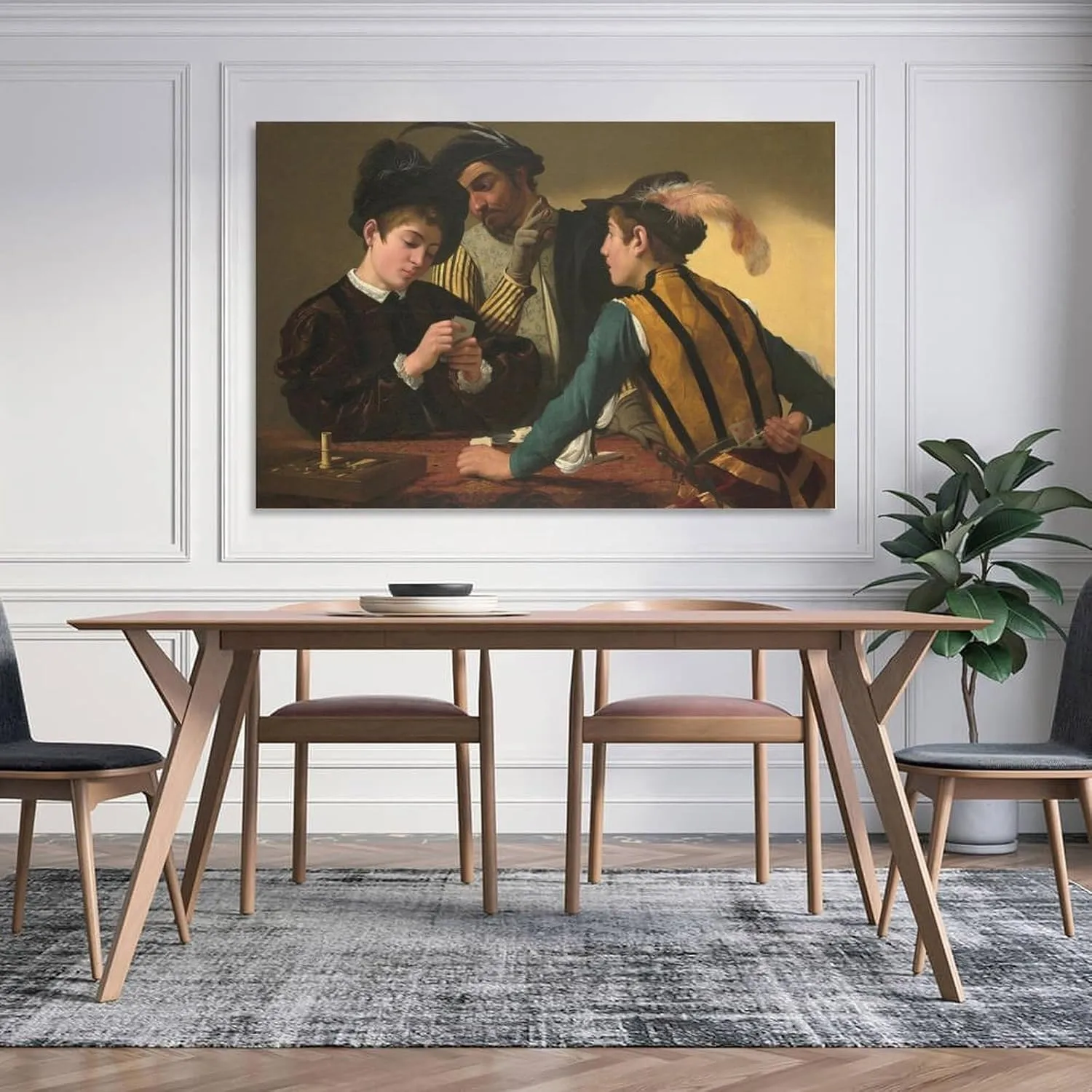 Cardsharps by Caravaggio Print Photo Art Painting Canvas Poster Home Decorative Bedroom Modern Decor Posters Gifts 12x18inch(30x45cm)