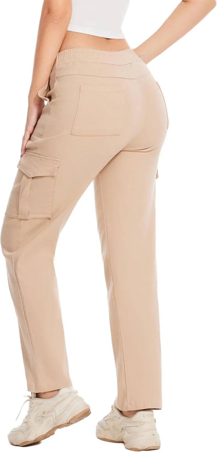 Cargo Pants for Women High Waisted Stretchy Pull On Pants with Pockets