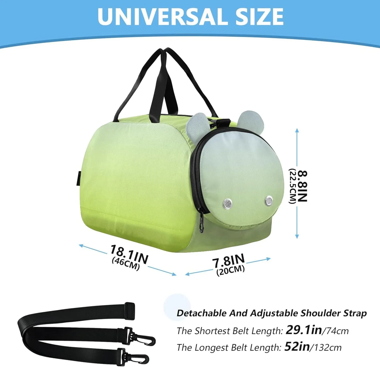 Carry on Duffel Bag Boy Lime Green Blue Gradient Toddler Weekender Bags Girls Duffle Bags Travel Tote Kids Duffle Bag