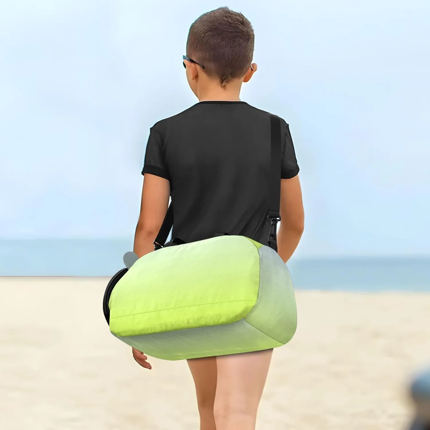 Carry on Duffel Bag Boy Lime Green Blue Gradient Toddler Weekender Bags Girls Duffle Bags Travel Tote Kids Duffle Bag