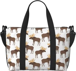 Carry On Duffle Bags Overnight Weekender Bags for Women, cute moose horns elk cartoon Personal Item Travel Bag, Travel Essentials Sport Gym Bag for Men Women