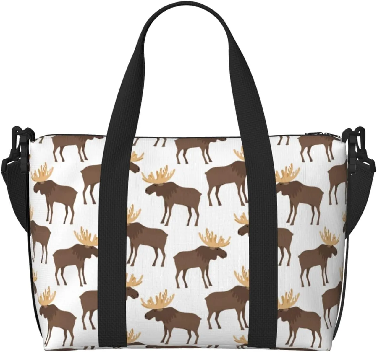 Carry On Duffle Bags Overnight Weekender Bags for Women, cute moose horns elk cartoon Personal Item Travel Bag, Travel Essentials Sport Gym Bag for Men Women