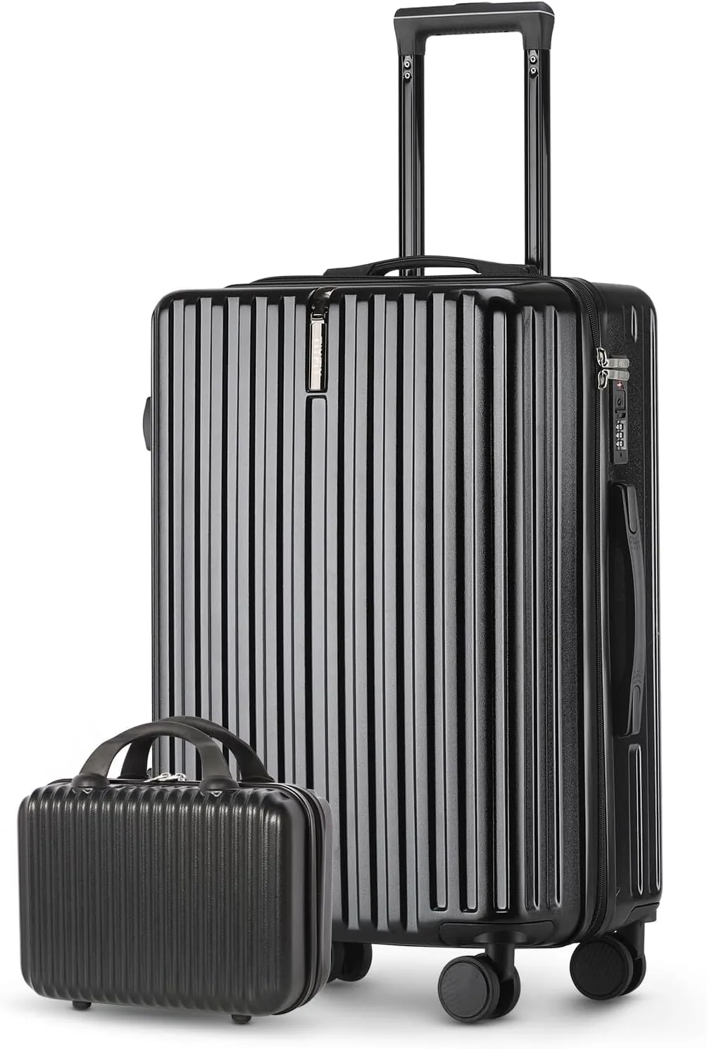 Carry on Luggage 22x14x9 Airline Approved Carry On Luggage Set,Hardside Luggage with Spinner Wheels TSA Lock PC Material (Black)