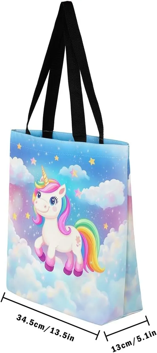 Cartoon Black Cute Girls Canvas Tote Bag