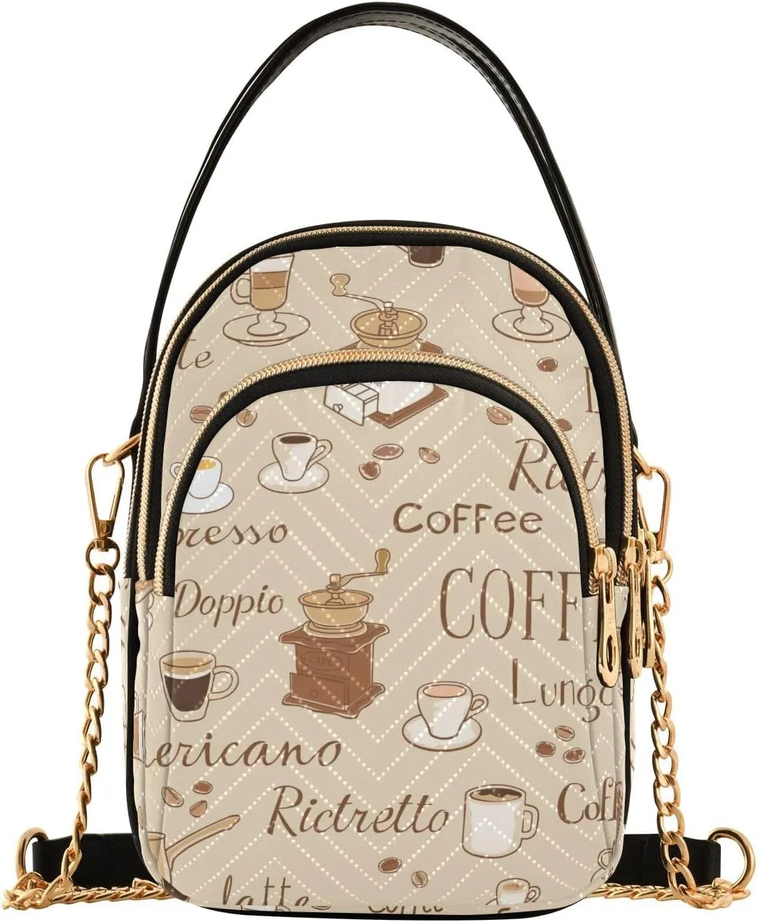 Cartoon Easter Bunny and Eggs Cross Body Bags Triple Zip Small Handbag, Small Bags for Women