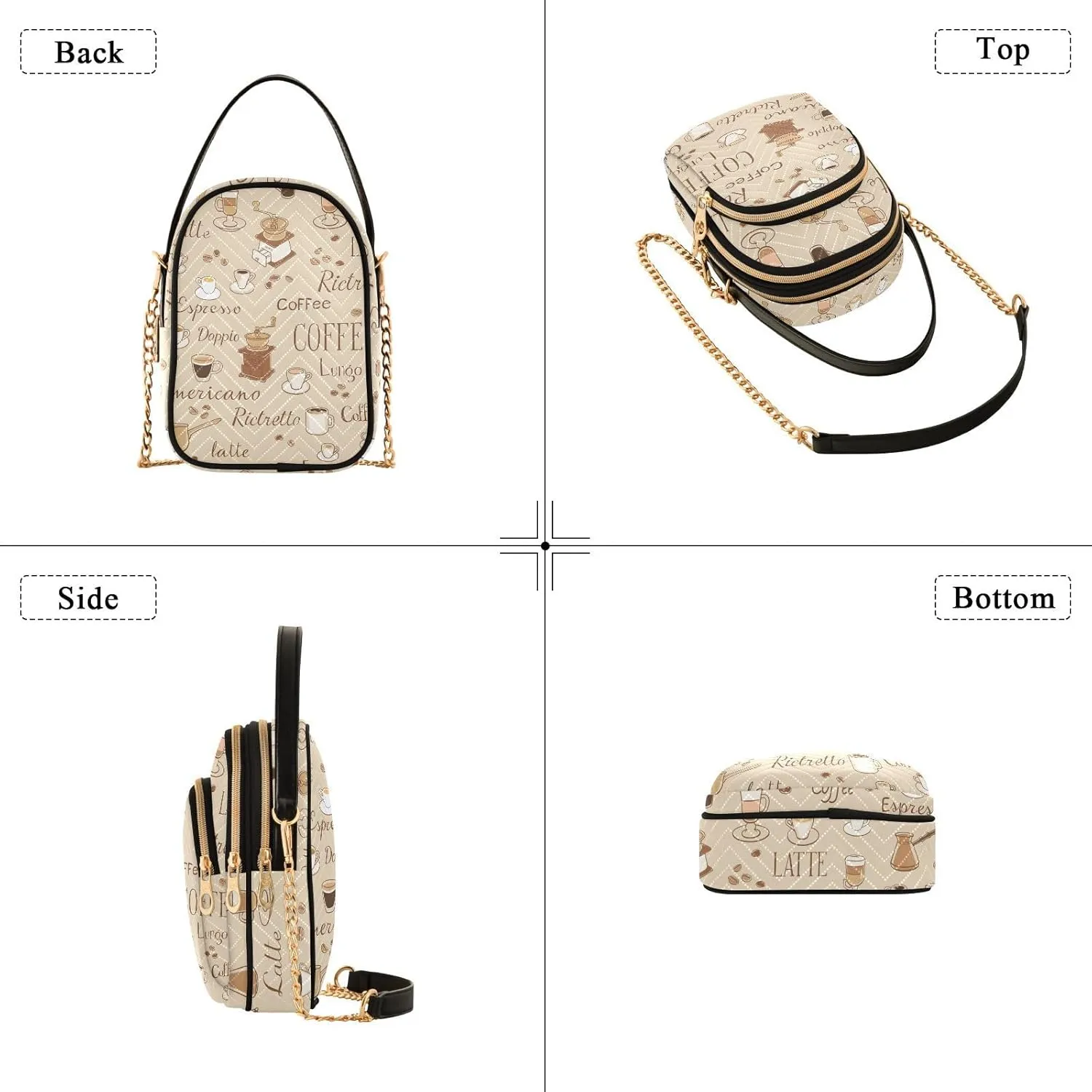 Cartoon Easter Bunny and Eggs Cross Body Bags Triple Zip Small Handbag, Small Bags for Women