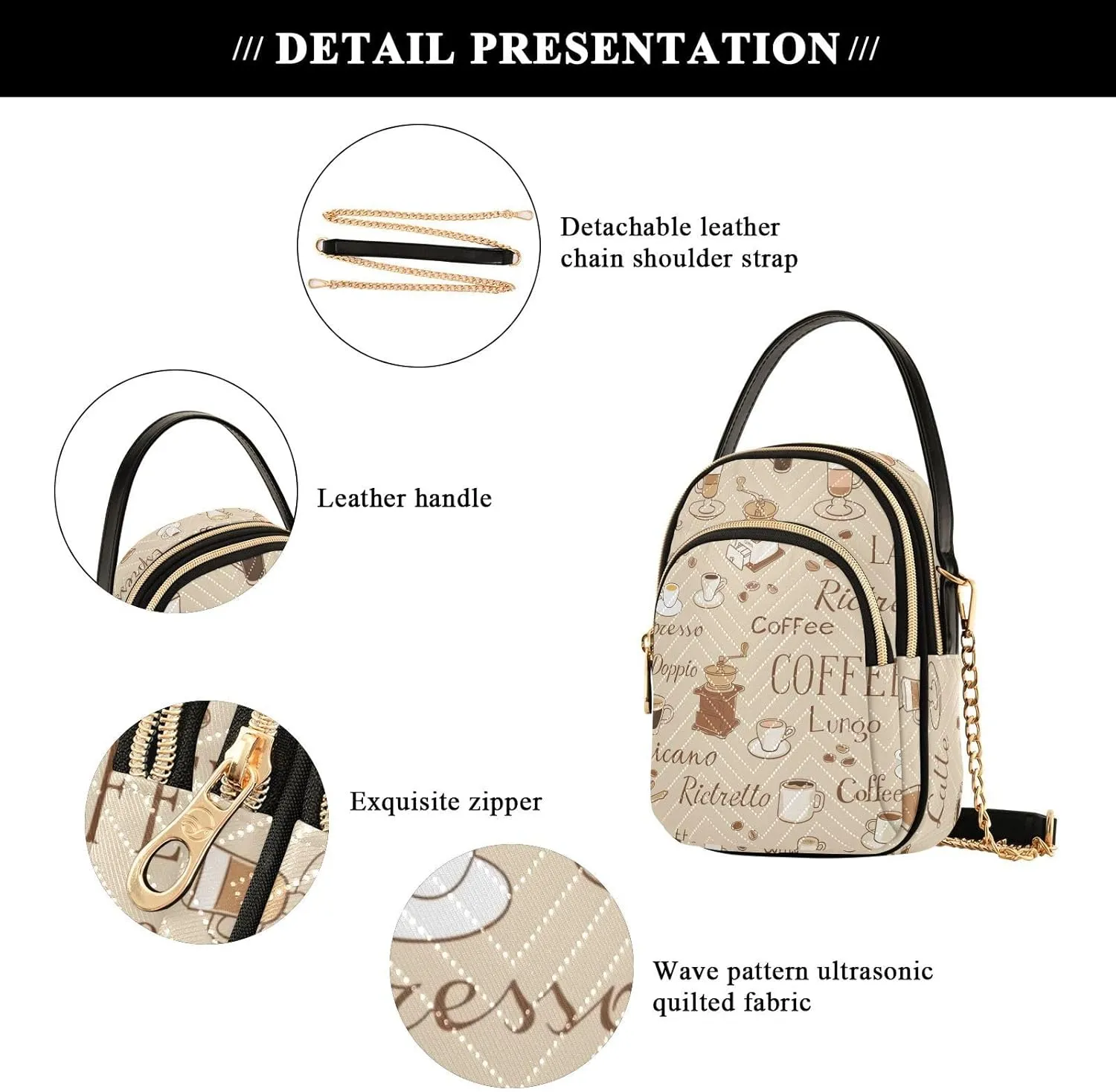 Cartoon Easter Bunny and Eggs Cross Body Bags Triple Zip Small Handbag, Small Bags for Women