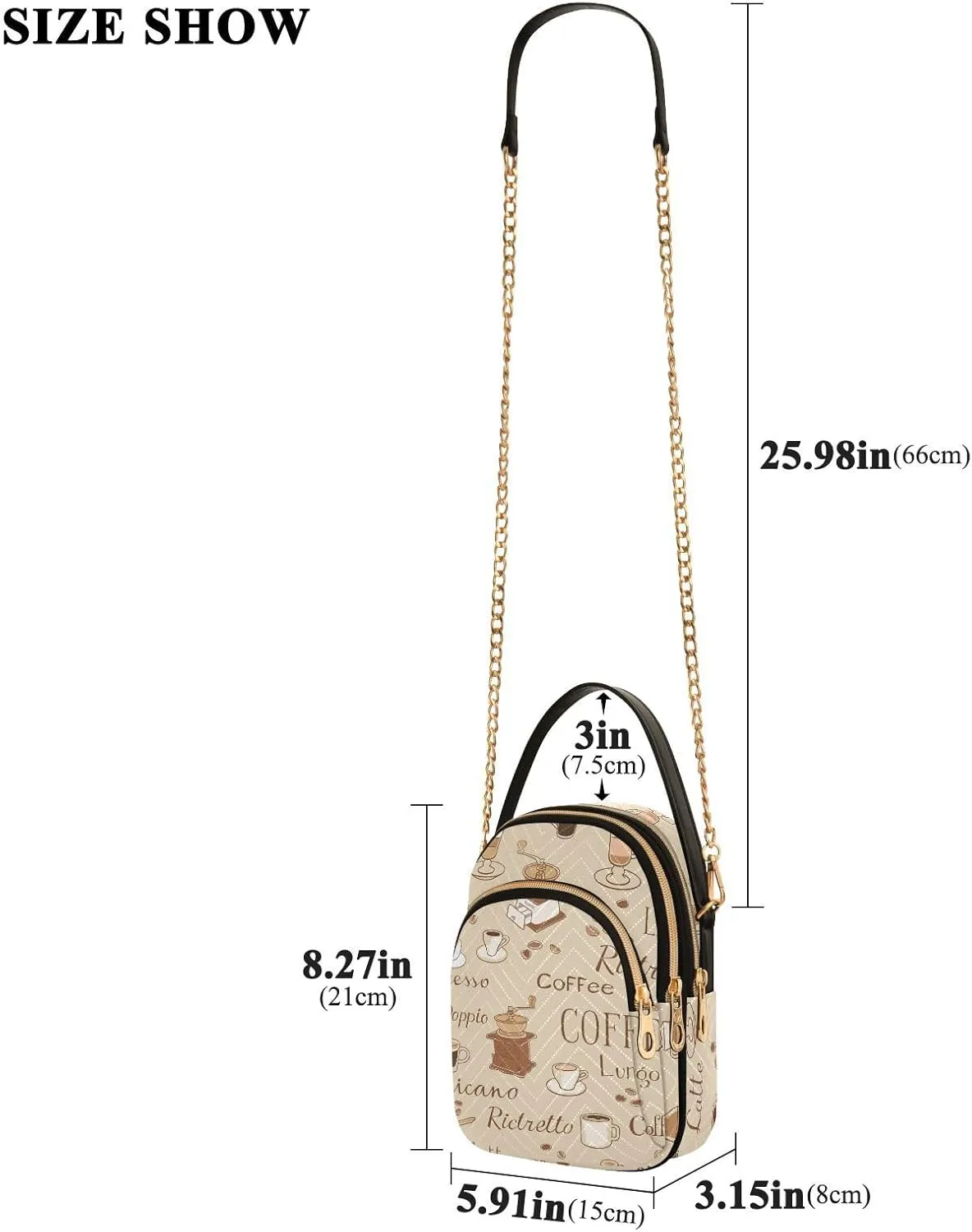 Cartoon Easter Bunny and Eggs Cross Body Bags Triple Zip Small Handbag, Small Bags for Women