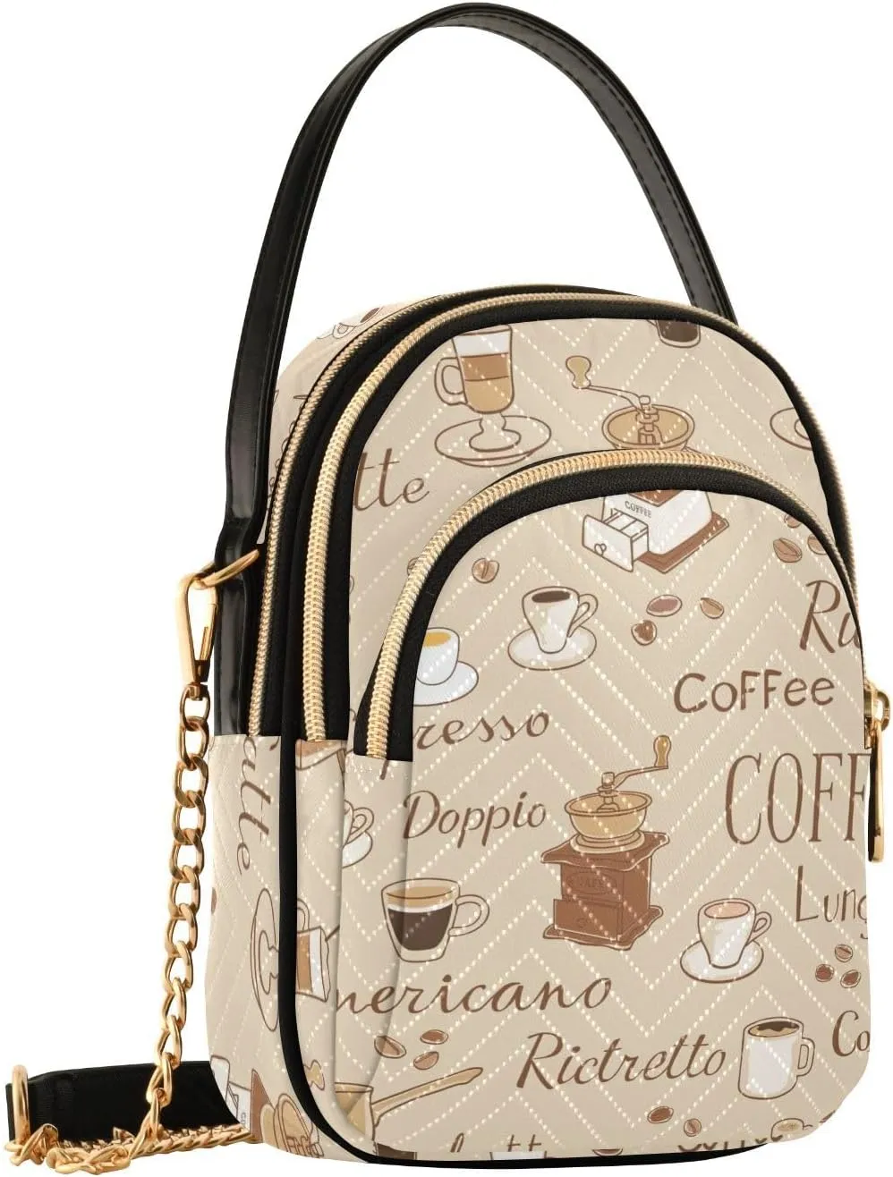 Cartoon Easter Bunny and Eggs Cross Body Bags Triple Zip Small Handbag, Small Bags for Women