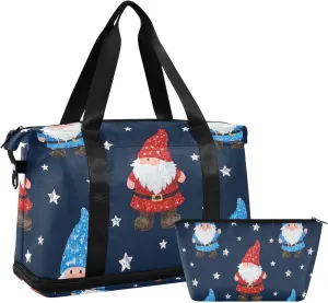 Cartoon Sequins Merry Christmas Dwarfs Duffel Bags Gym Sports Carry with Adjustable Strap for Trip Multifunctional
