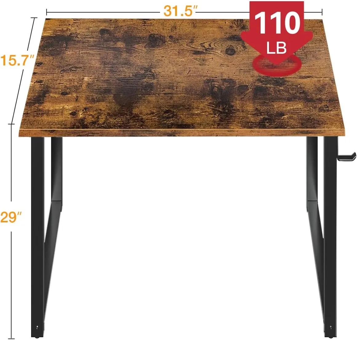 Casaottima 32 Inch Small Computer Desk for Home Office, Study Writing Table for Small Spaces, Simple Modern Desk with Headphone Hooks, Rustic Brown
