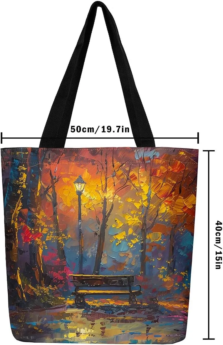 Castle Fairy Watercolor Flowers Canvas Tote Bag Shabby Chic Shoulder Bag for Women