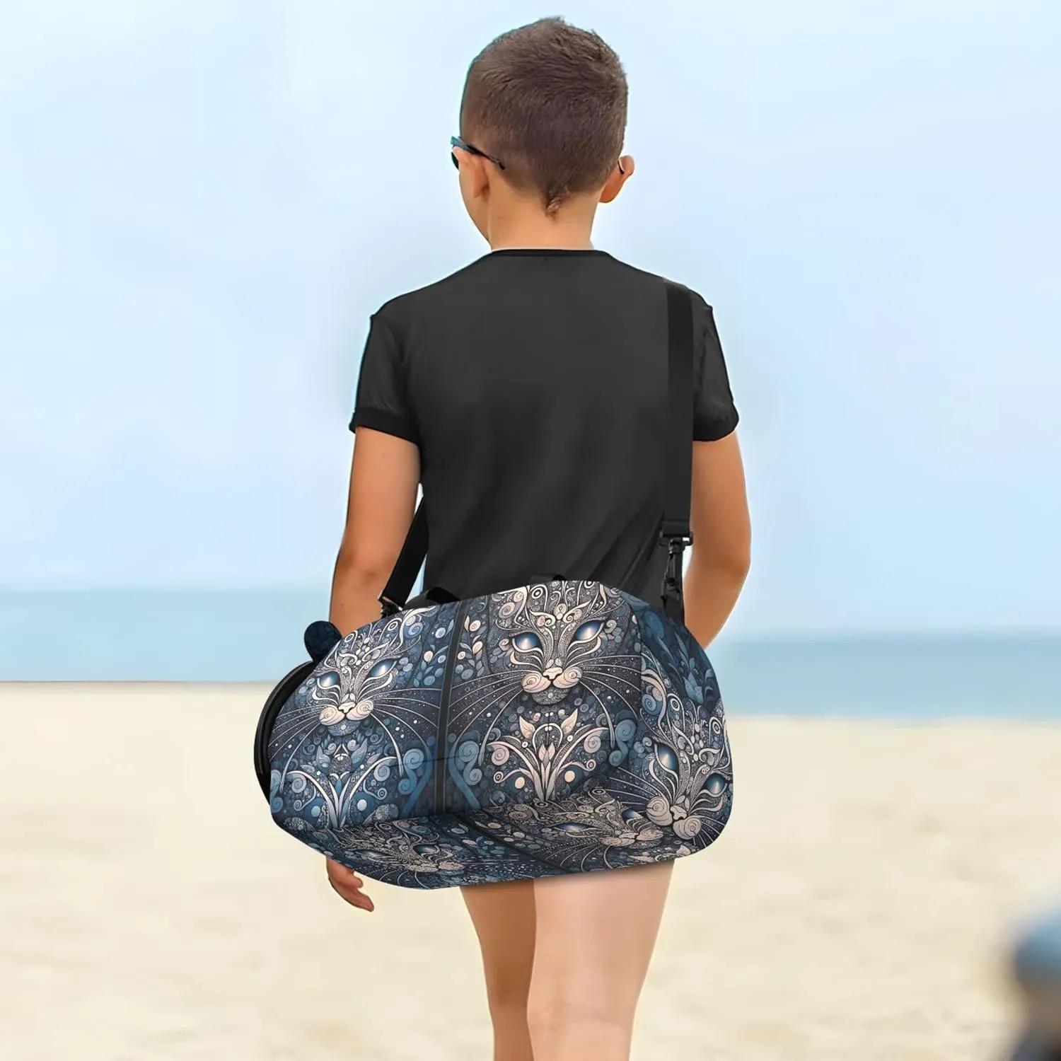 Cat Shape Travel Duffle Bags Girls Tote Toddler Weekender Bags Carry on Duffel Bag Boys Shoe Compartment