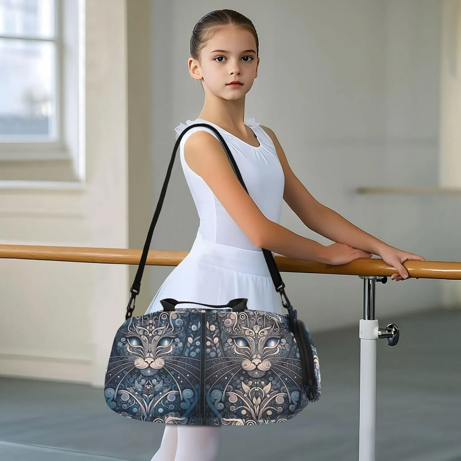 Cat Shape Travel Duffle Bags Girls Tote Toddler Weekender Bags Carry on Duffel Bag Boys Shoe Compartment