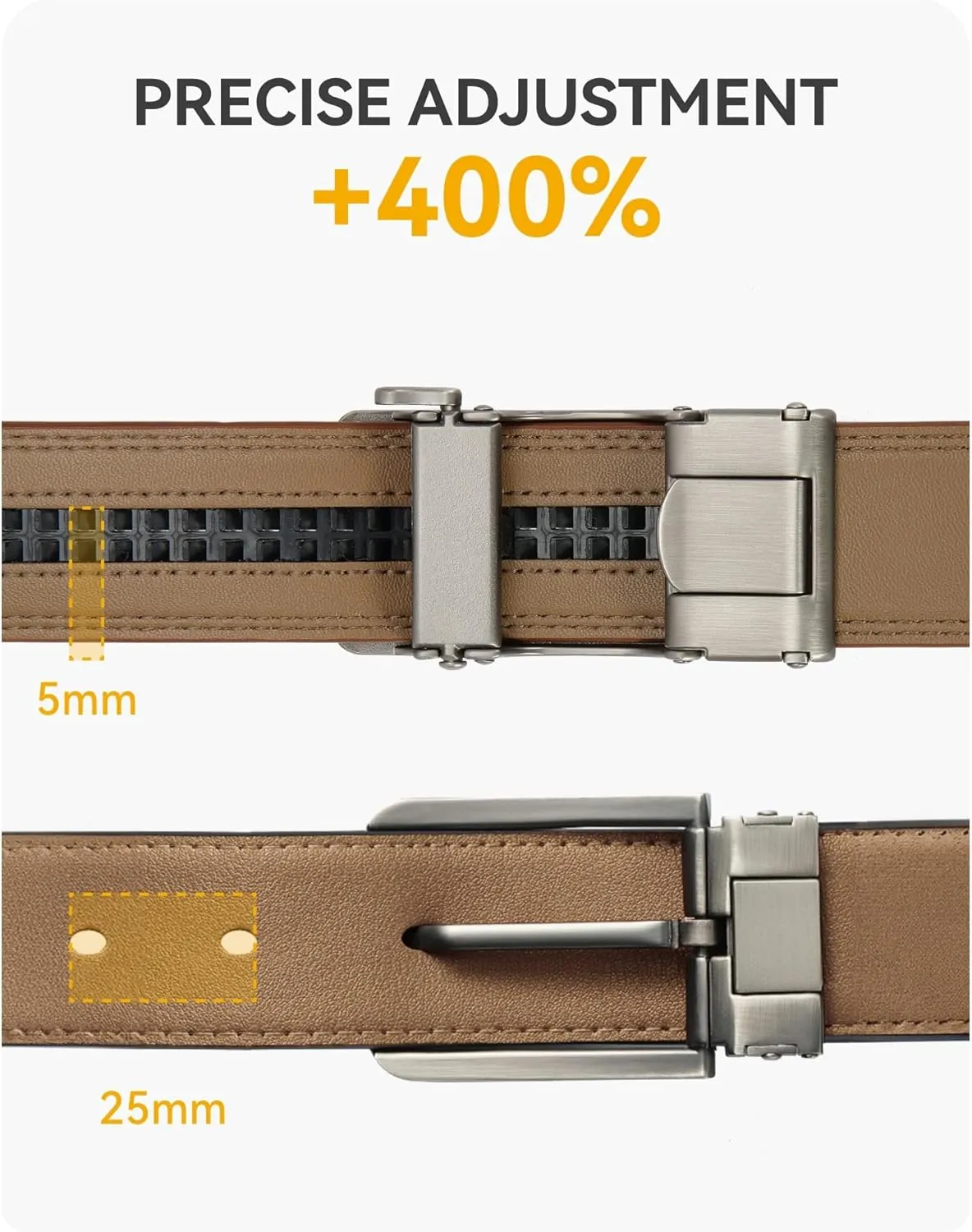 CHAOREN Mens Belt Leather Ratchet Belt - Customizable Fit, Effortless Style (35mm)