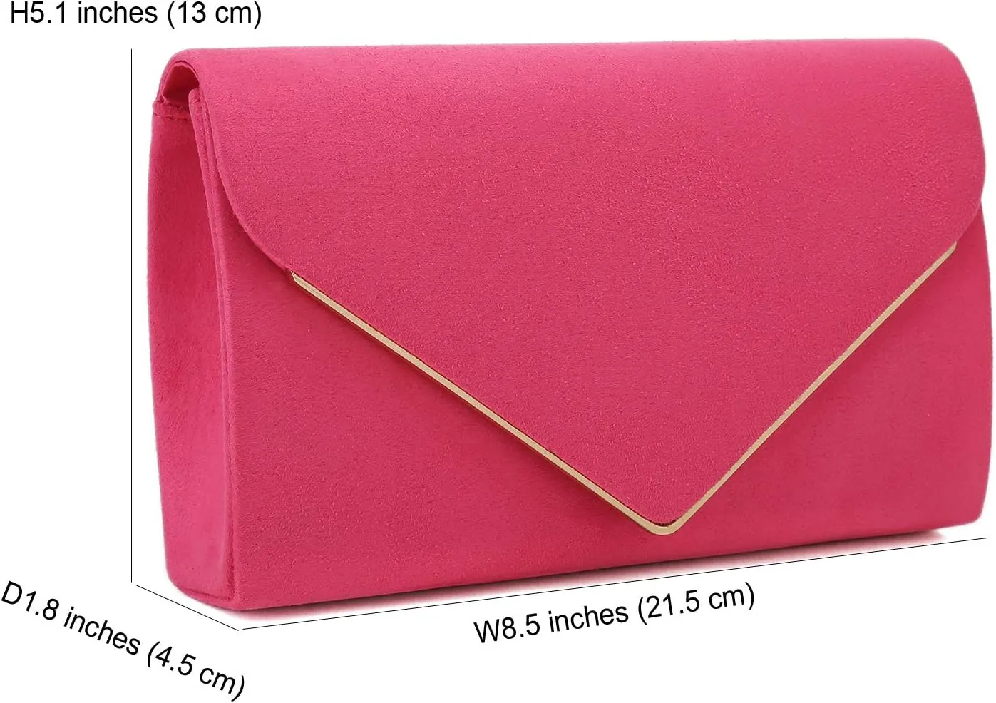 CHARMING TAILOR Faux Suede Clutch Bag Elegant Metal Binding Evening Purse for Wedding/Prom/Black-Tie Events