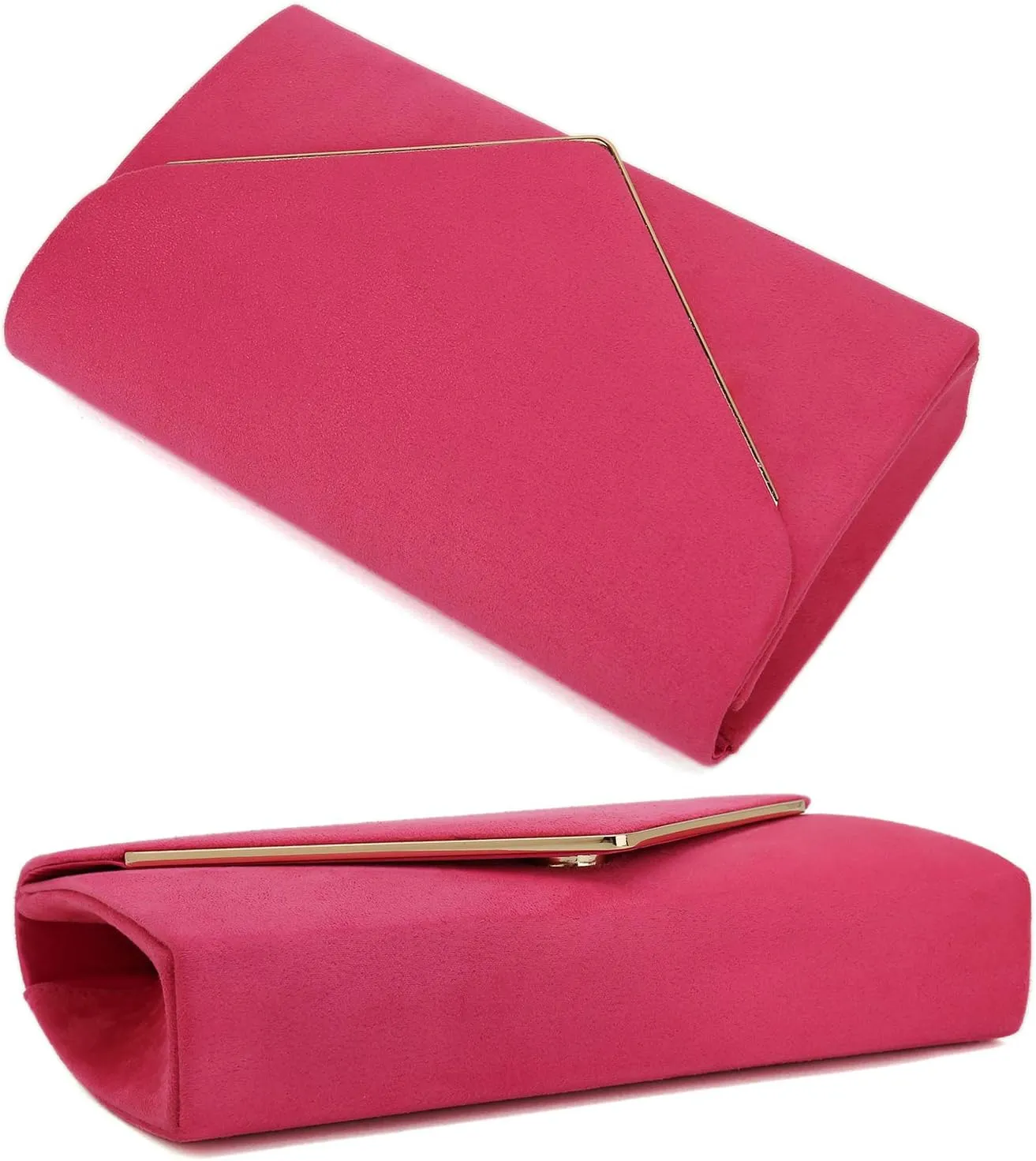 CHARMING TAILOR Faux Suede Clutch Bag Elegant Metal Binding Evening Purse for Wedding/Prom/Black-Tie Events