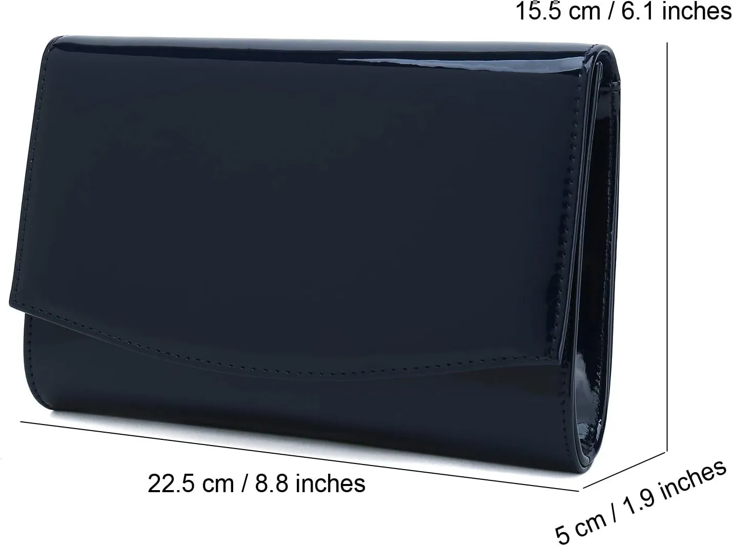 CHARMING TAILOR Patent Leather Flap Clutch Classic Elegant Evening Bag Chic Dress Purse