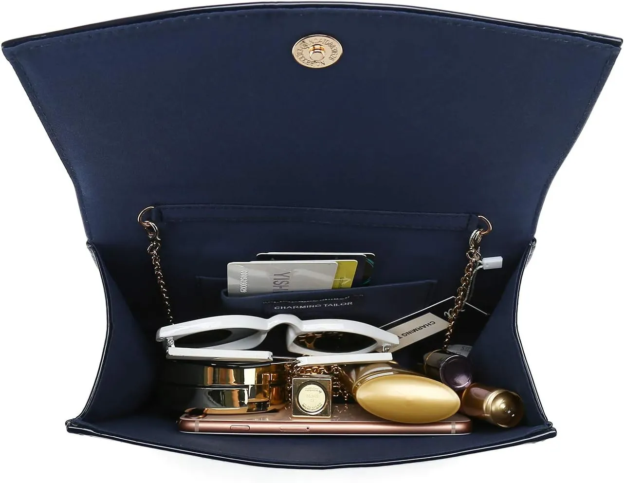 CHARMING TAILOR Patent Leather Flap Clutch Classic Elegant Evening Bag Chic Dress Purse