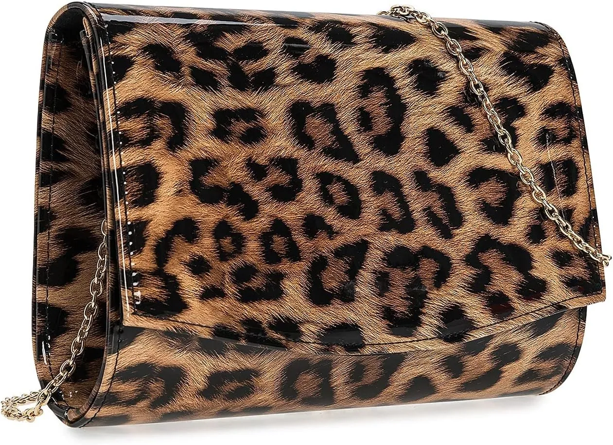 CHARMING TAILOR Patent Leather Flap Clutch Classic Elegant Evening Bag Chic Dress Purse
